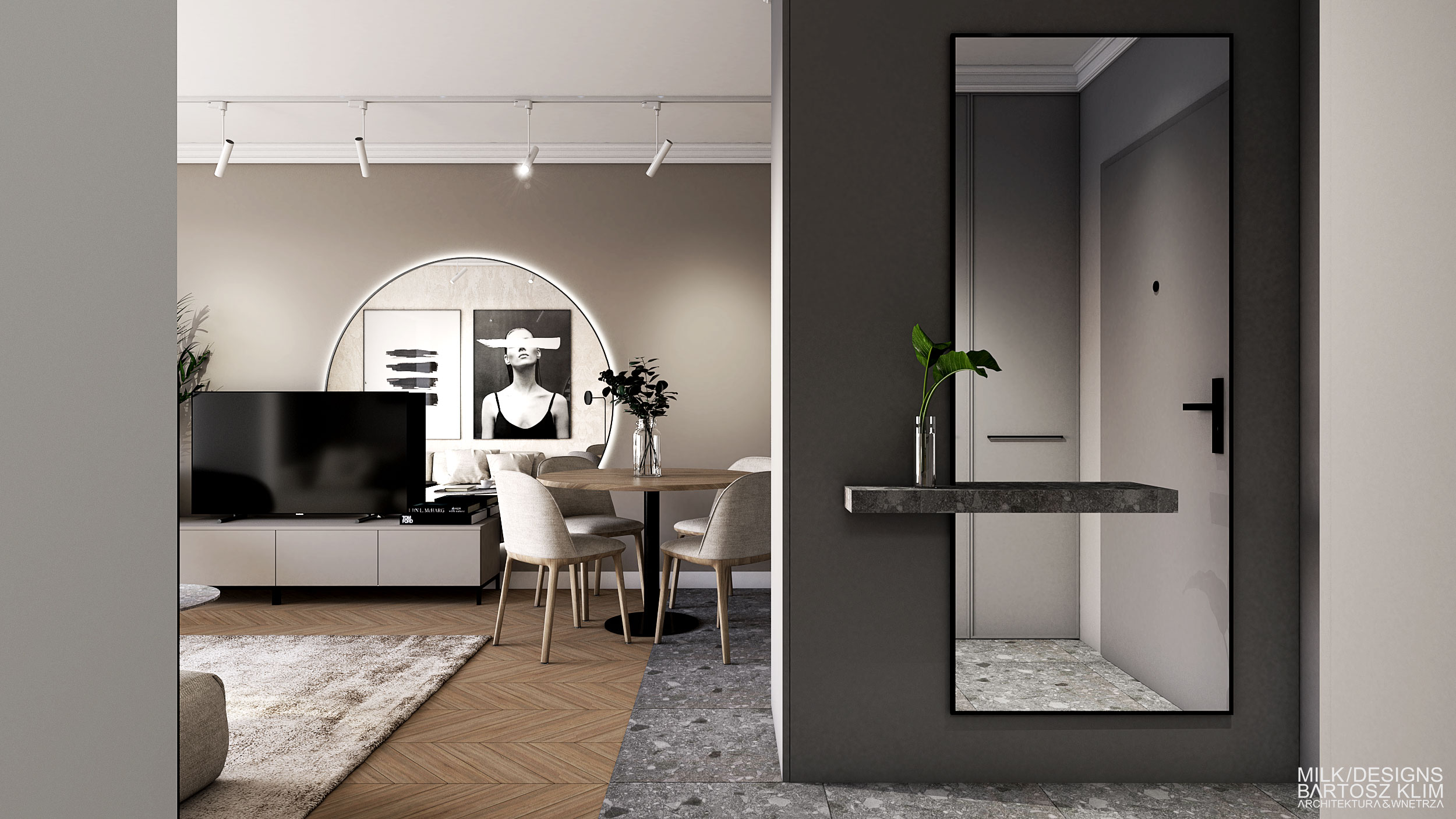 nowoczesne mieszkanie kobiece architekt wnętrz projektowanie przedpokój lastryko